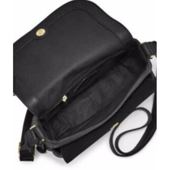 Fossil Peyton Double Flap Crossbody Small Black Leather Handbag - Picture 6 of 16